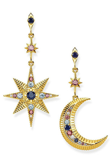 Thomas Sabo Royalty Star & Moon Earrings Gold TH2025Y