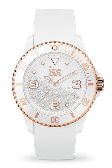 Ice Crystal White Rose Gold Smooth Medium 3H Watch 17248