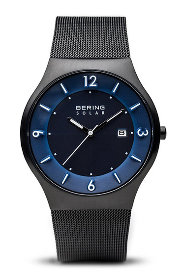 Bering Solar Brushed Black Mesh Watch 14440-227