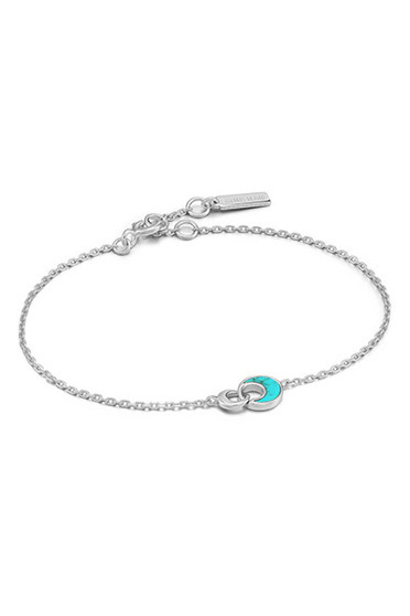 Ania Haie Silver Tidal Turquoise Crescent Link Bracelet B027-03H