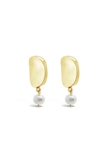 Ichu Curved Pearl Earrings Gold RP1607G