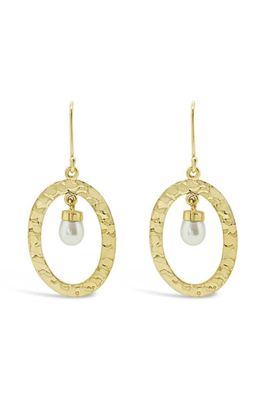 Ichu Hammered Pearl Halo Earrings Gold CH31107G