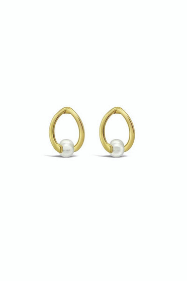 Ichu Twisted Pearl Stud Earrings Gold RP0407G