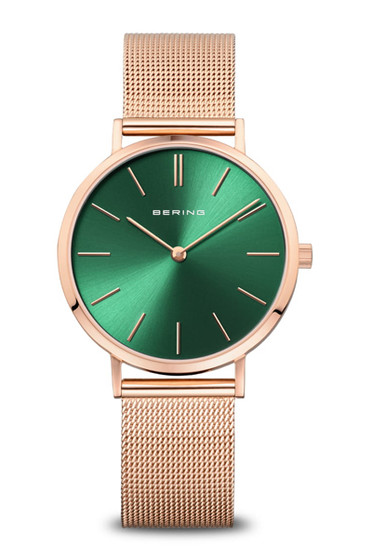 Bering Rose Gold Polished Green Watch 14134-368