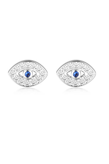 Georgini Rock Star Blue Evil Eye Earrings Silver IE999W