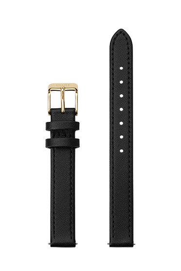 Cluse 12mm Watch Strap Black/Gold Leather CS12002