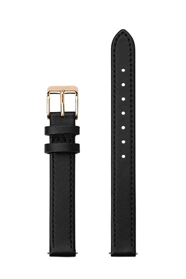12mm Watch Strap Black/Rose Gold Leather CS12003