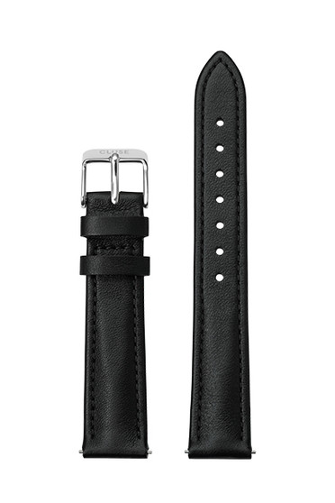 Cluse 16mm Watch Strap Black/Silver Leather CS12228