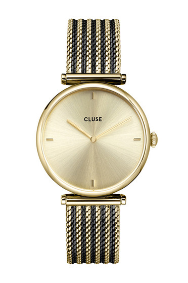 Cluse Triomphe Gold Bicolor Black Gold Mesh Watch CW10401