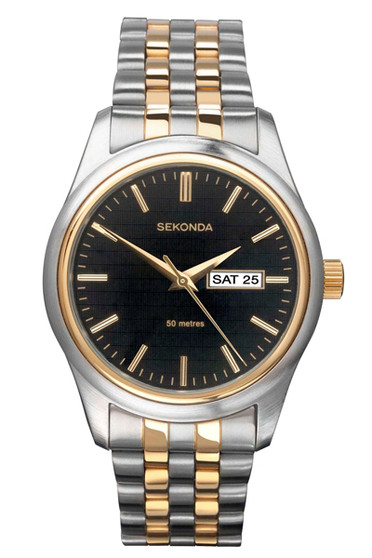 Sekonda Two Tone Black Gold/Silver 42mm SK1002