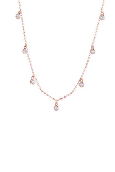 Bianc Rose Gold CZ Bezel Scattered Drop Necklace 30100259