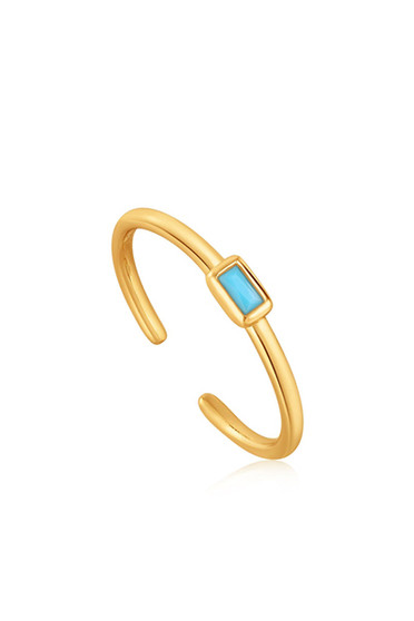 Ania Haie Turquoise Gold Band Adjustable Ring R033-01G