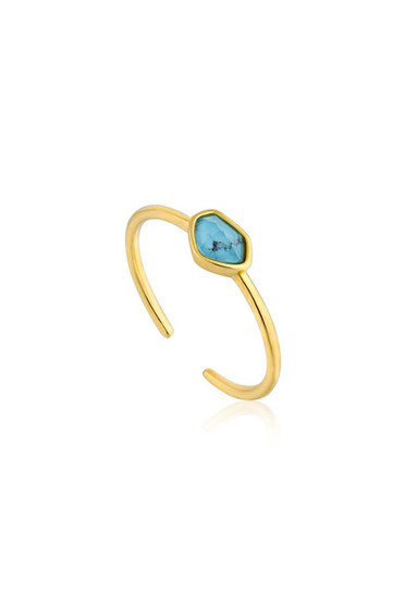 Ania Haie Turquoise Adjustable Ring Gold R014-01G