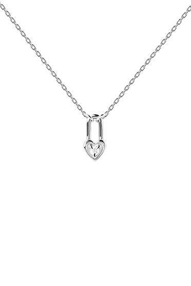 PDPAOLA Heart Padlock Silver Necklace