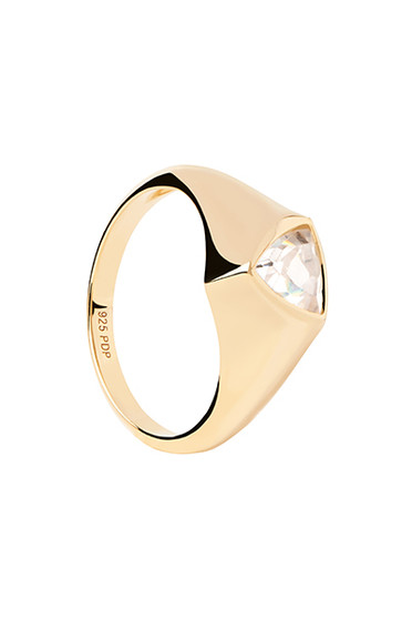 PDPAOLA Triangle Shimmer Stamp Gold Ring AN01-986