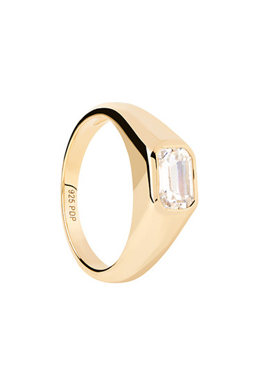 PDPAOLA Octagon Shimmer Stamp Gold Ring AN01-985