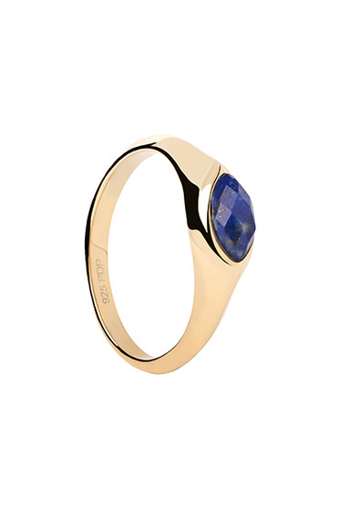 PDPAOLA Nomad Lapis Lazuli Stamp Gold Ring AN01-A49