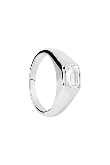  PDPAOLA Octagon Shimmer Silver Stamp Ring AN02-985