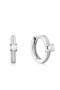 Ania Haie Silver Pearl Cabochon Huggie Hoop Earrings