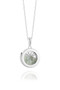Rachel Jackson Small Deco Sun Amulet Birthstone Silver Necklace Aquamarine AMSU16SAQ