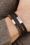 Steel & Barnett Denby Brown double stack braided leather bracelet LBD/006