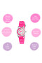 Tikkers Time Teacher Pink Flower Canvas Strap Watch