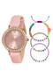 Tikkers Pink Stone Watch + Bracelets Set