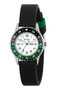 Tikkers Black/Green Dial Black Silicone Strap