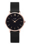 Cluse Minuit Rose Gold Black/Black Mesh Watch CW0101203024