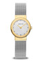 Bering Classic Polished Gold Silver Mesh Watch 10126-001