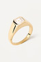 PDPAOLA Square Shimmer Stamp Gold Ring AN01-984