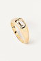 PDPAOLA Octagon Shimmer Stamp Gold Ring AN01-985