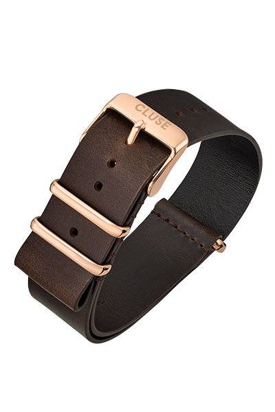 Extra 20% OFF Sale Cluse 20mm Nato Leather Watch Strap Rose Gold