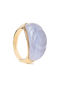 PDPAOLA Blue Lace Agate Shell Ring AN01-C59