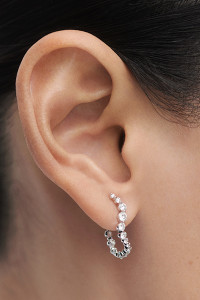 PDPAOLA Diamonds and white gold Mini Venus hoops