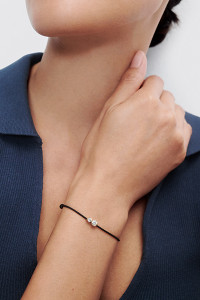 PDPAOLA Dafne Diamond cord bracelet black