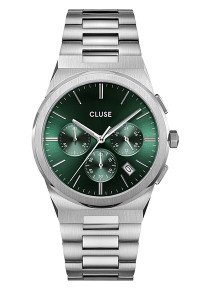 Cluse Vigoureux Chronograph Mens Green/Silver Link Watch CW20803