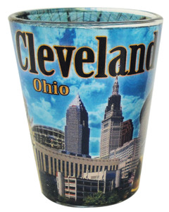 Cleveland Skyline Shot Glass with Arcade Mall Inside