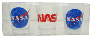 NASA Shot Glasses 3-Pack - 2 Meatball Logo & 1 Worm Logo