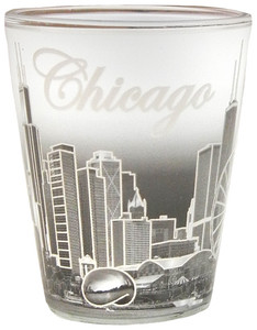 Chicago Skyline Shotglass with Silver Accent Chicago Skyline Shotglass with Silver Accent