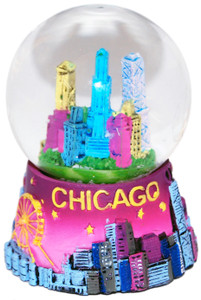 Pink Chicago Skyline 45mm Waterball - Chic Cityscape Souvenir