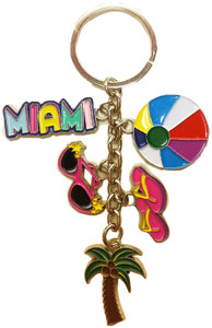 MIAMI DANGLE Keychain with BALL/FLIP FLO Design - Palm and Sunglasses MIAMI DANGLE Keychain with BALL/FLIP FLO Design - Palm and Sunglasses