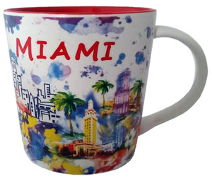MIAMI 16oz Cup - White Water Color with Red Interior MIAMI 16oz Cup - White Water Color with Red Interior
