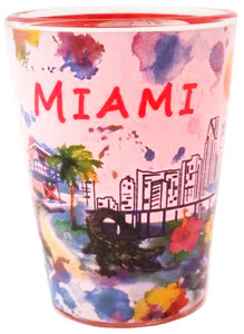 Vibrant Miami Shotglass with Clear Exterior and Red Interior