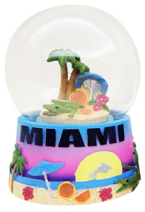 MIAMI 65MM Waterball with Beach, Palms, and Crocodile Skyline Design MIAMI 65MM Waterball with Beach, Palms, and Crocodile Skyline Design