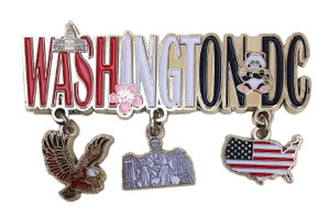 Washington DC Dangle Magnet with Eagle, Lincoln Memorial, and State Design Washington DC Dangle Magnet with Eagle, Lincoln Memorial, and State Design