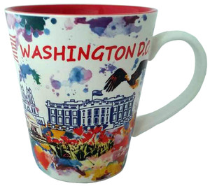 WASHINGTON DC 15OZ White Cup with Vibrant Watercolor Red Interior WASHINGTON DC 15OZ White Cup with Vibrant Watercolor Red Interior