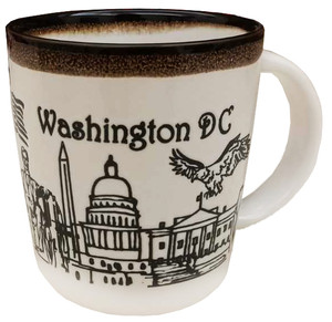 WASHINGTON DC White 12oz Mug with Brown Drip Design