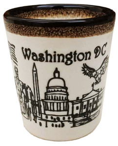 Washington DC Mini Ceramic Cup - Brown Drip on White Washington DC Mini Ceramic Cup - Brown Drip on White