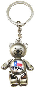 Texas Flag Silver Bear Keyring with Moving Parts Texas Flag Silver Bear Keyring with Moving Parts